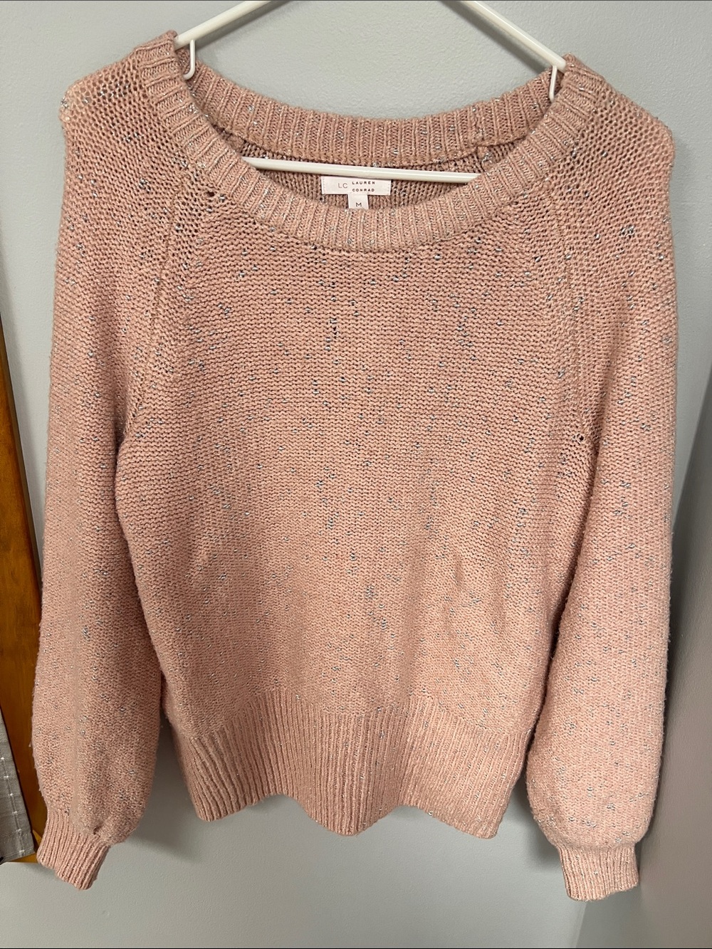 LC Lauren Conrad Dusty Rose Scoopneck Sweater with Speckle